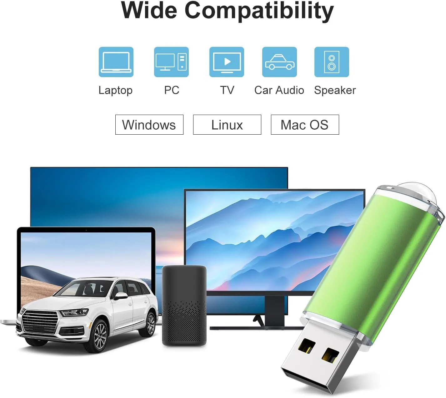 RAOYI 10 Pack 32GB USB Flash Drives USB 2.0 Memory Stick Bulk Thumb Drives Thumb Drive Jump Drive (5 Mixed Colors: Black Blue Green Orange Silver)