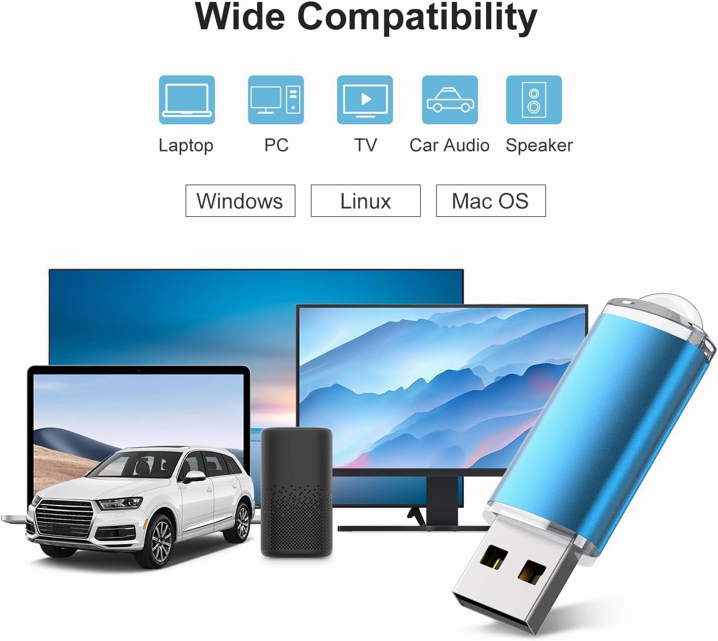 RAOYI 10 Pack 32GB USB Flash Drive USB 2.0 Memory Stick Bulk Thumb Drive Pen Drive Jump Drive-Blue