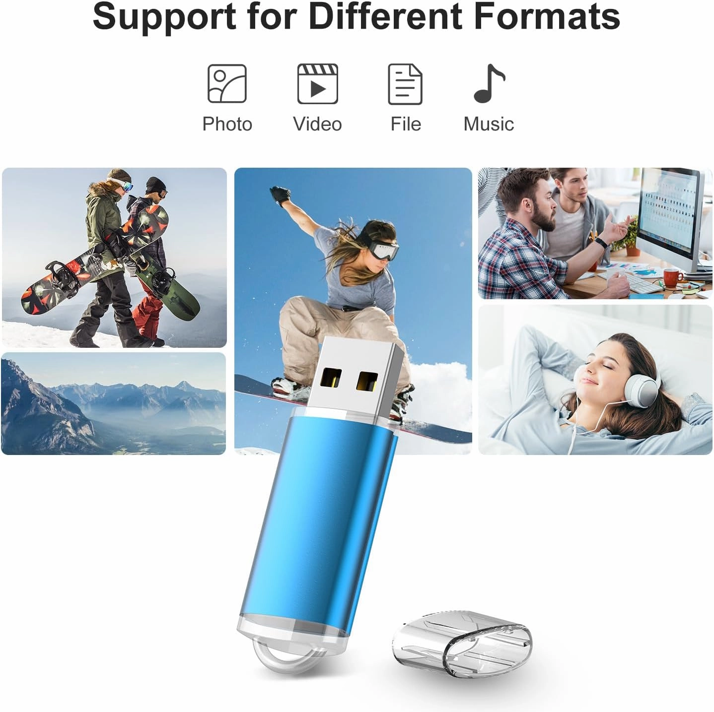 RAOYI 10 Pack 32GB USB Flash Drive USB 2.0 Memory Stick Bulk Thumb Drive Pen Drive Jump Drive-Blue