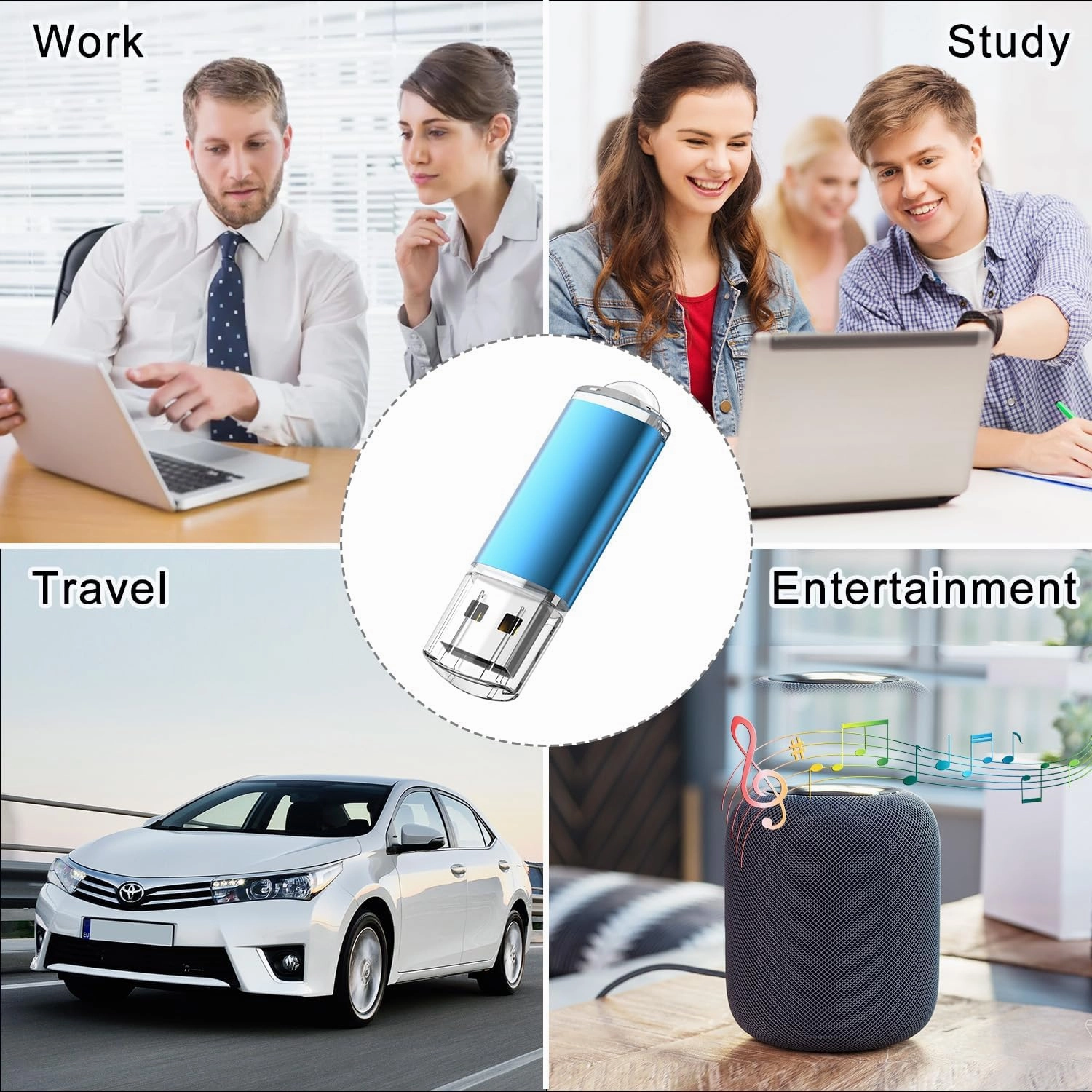 RAOYI 10 Pack 32GB USB Flash Drive USB 2.0 Memory Stick Bulk Thumb Drive Pen Drive Jump Drive-Blue