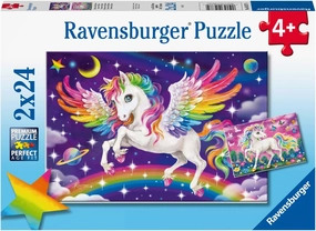 Ravensburger Unicorn and Pegasus Jigsaw Puzzle Set for Kids - 2 x 24 Pieces | Easy-to-Hold Pieces | Engaging Design | Fosters Cognitive Development | FSC Certified - 05677