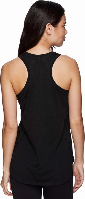 RBX Active Women's Athletic Fashion Workout Yoga Soft Stretch Scoop Neck Ventilated Mesh Back Tank Top Mesh Back Black L