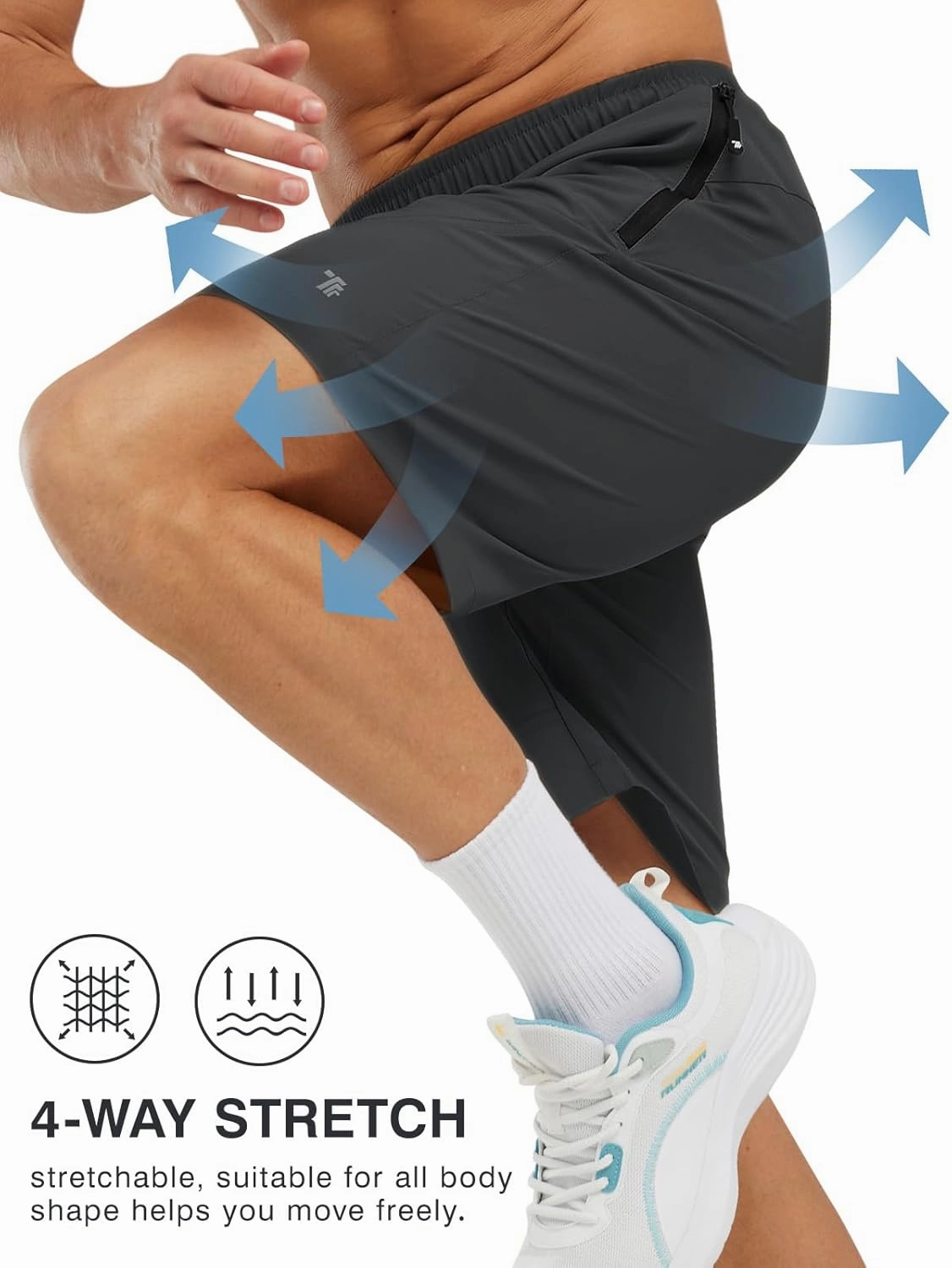 Rdruko Men's Hiking Shorts with Zipper Pockets 7'' Lightweight Quick Dry Workout Shorts Running Athletic Shorts