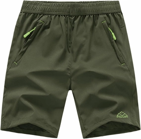 Rdruko Men's Quick Dry Hiking Shorts Lightweight Running Gym Outdoor Active Shorts with Zipper Pockets