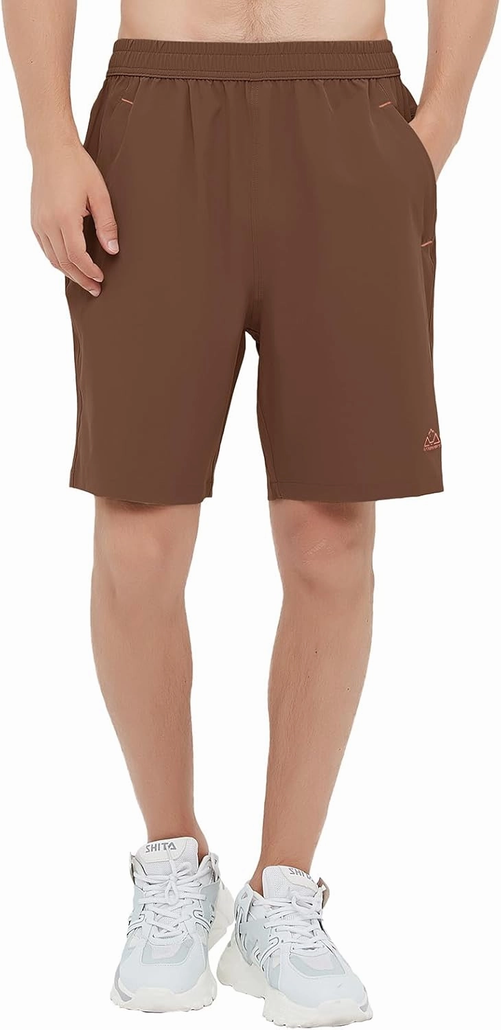 Rdruko Men's Quick Dry Hiking Shorts Lightweight Running Gym Outdoor Active Shorts with Zipper Pockets