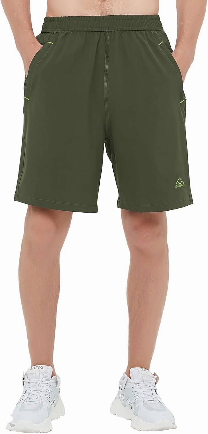 Rdruko Men's Quick Dry Hiking Shorts Lightweight Running Gym Outdoor Active Shorts with Zipper Pockets