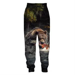 Realistic Grizzly Bear Pant Nature Wildlife Art Graphic Print Casual Wear Men Women Adventure