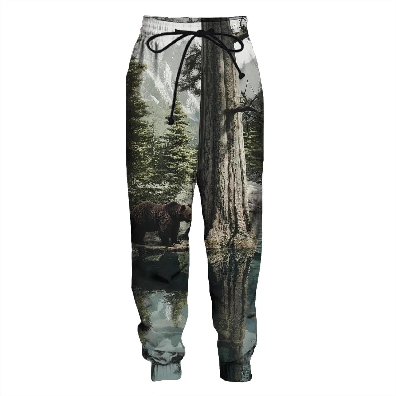 Realistic Grizzly Bear Pant Nature Wildlife Art Graphic Print Casual Wear Men Women Adventure
