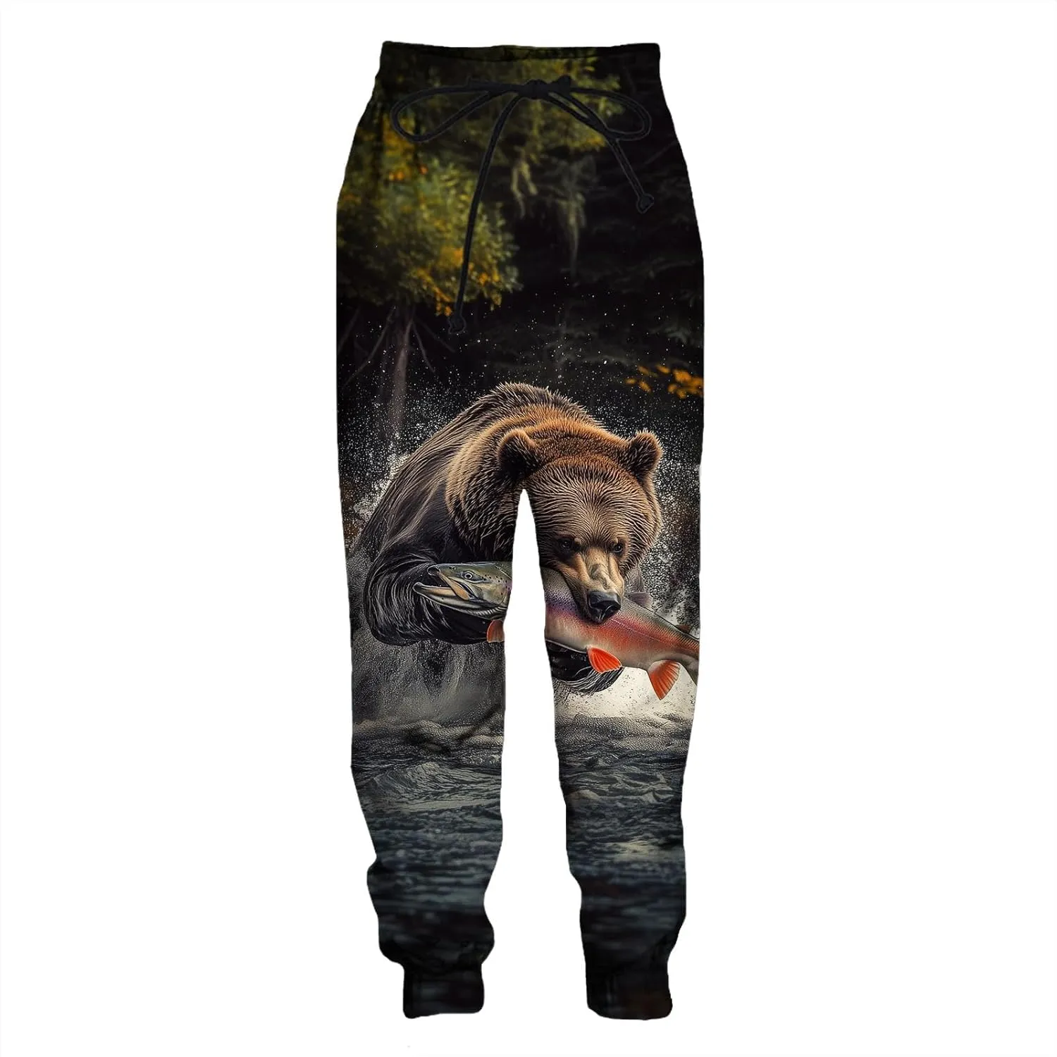 Realistic Grizzly Bear Pant Nature Wildlife Art Graphic Print Casual Wear Men Women Adventure