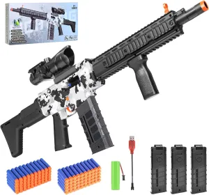Realistic Sniper Rifle Toy Guns for Nerf Guns Bullets, Electric Foam Blaster Toy Set with Scope, 100 Soft Darts and 3 Magazines, Kids Semi Automatic Machine Toy Gun for Boys 8-12 Old