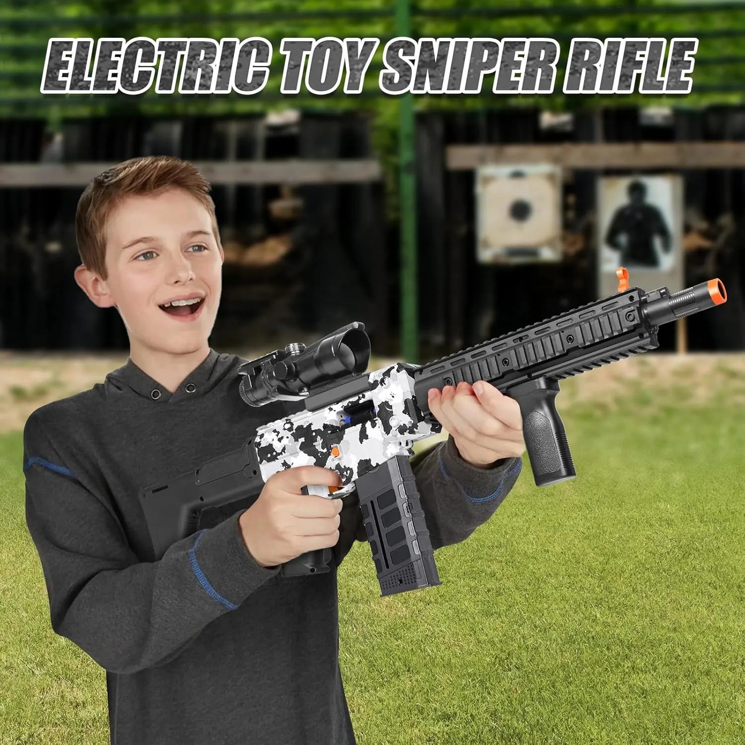 Realistic Sniper Rifle Toy Guns for Nerf Guns Bullets, Electric Foam Blaster Toy Set with Scope, 100 Soft Darts and 3 Magazines, Kids Semi Automatic Machine Toy Gun for Boys 8-12 Old