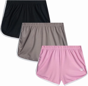 Reebok Girls Athletic Shorts - 3 Pack Active Performance Lightweight Mesh Dolphin Girls Shorts for Running Soccer Gym (7-12)