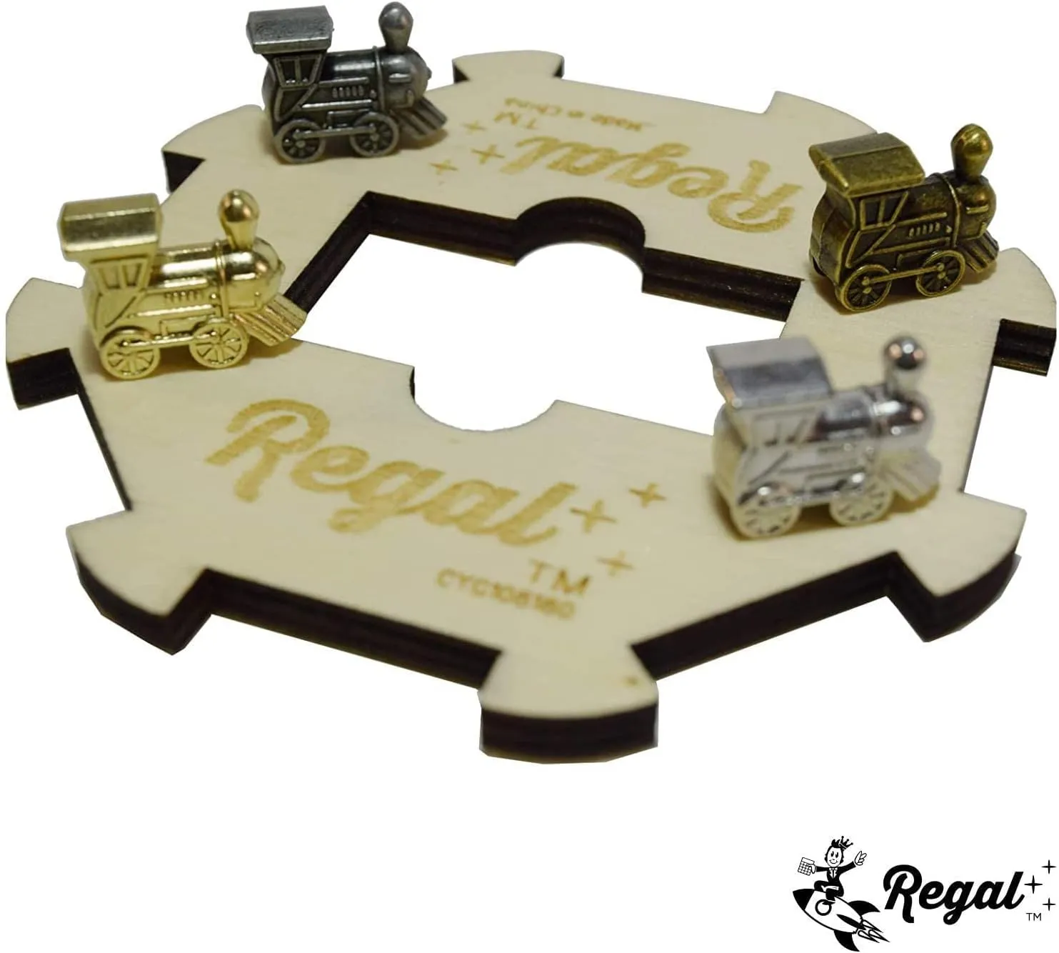 Regal Games Mexican Train Double 12 Dominoes Set for Adults & Kids - Domino Game with 91 Tiles Colored Dots & 4 Metal Trains - 2-8 Player Games & Ideal for Family Fun Game Night and Travel (Ages 8 )