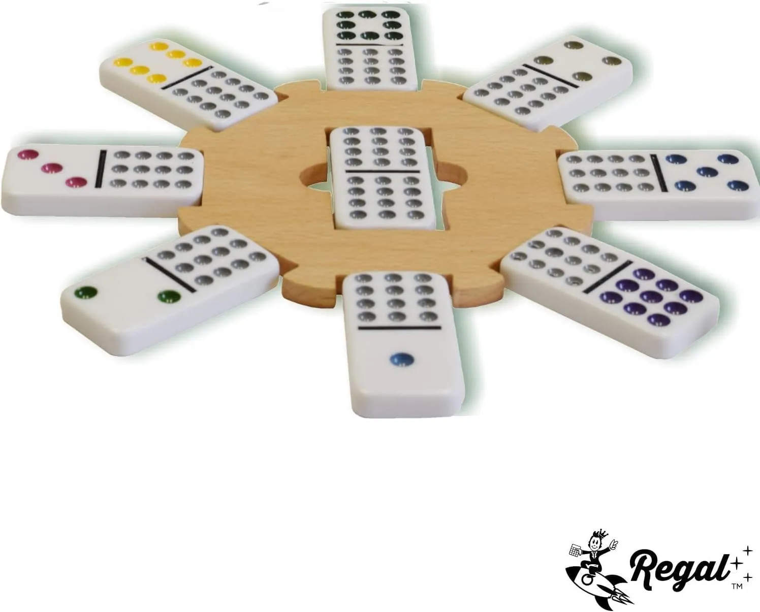 Regal Games Mexican Train Double 12 Dominoes Set for Adults & Kids - Domino Game with 91 Tiles Colored Dots & 4 Metal Trains - 2-8 Player Games & Ideal for Family Fun Game Night and Travel (Ages 8 )