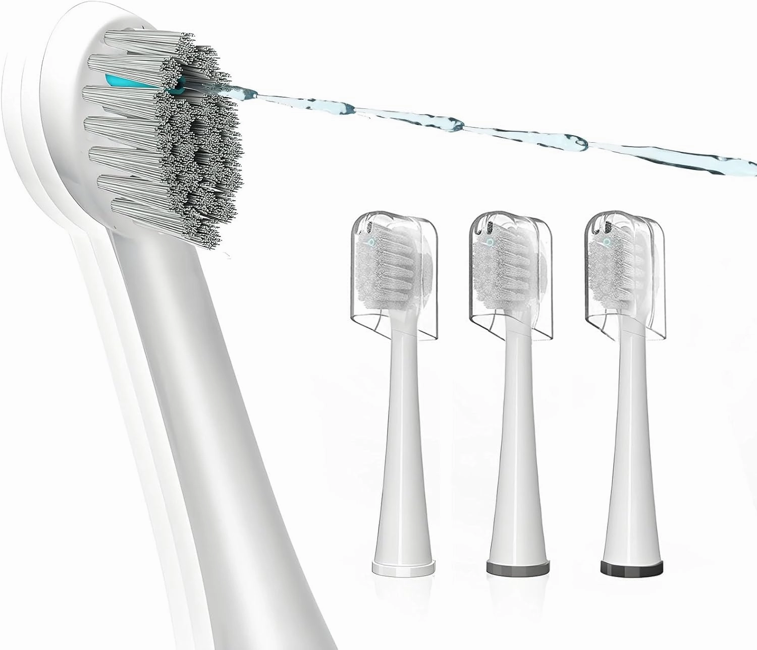 Replacement Brush Heads for Waterpik Sonic Fusion 2.0 Flossing Toothbrush with Cover, Compact, 3 Count White, Soft Bristles