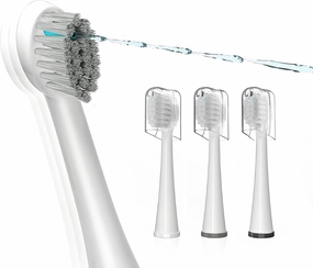 Replacement Brush Heads for Waterpik Sonic Fusion 2.0 Flossing Toothbrush with Cover, Compact, 3 Count White, Soft Bristles