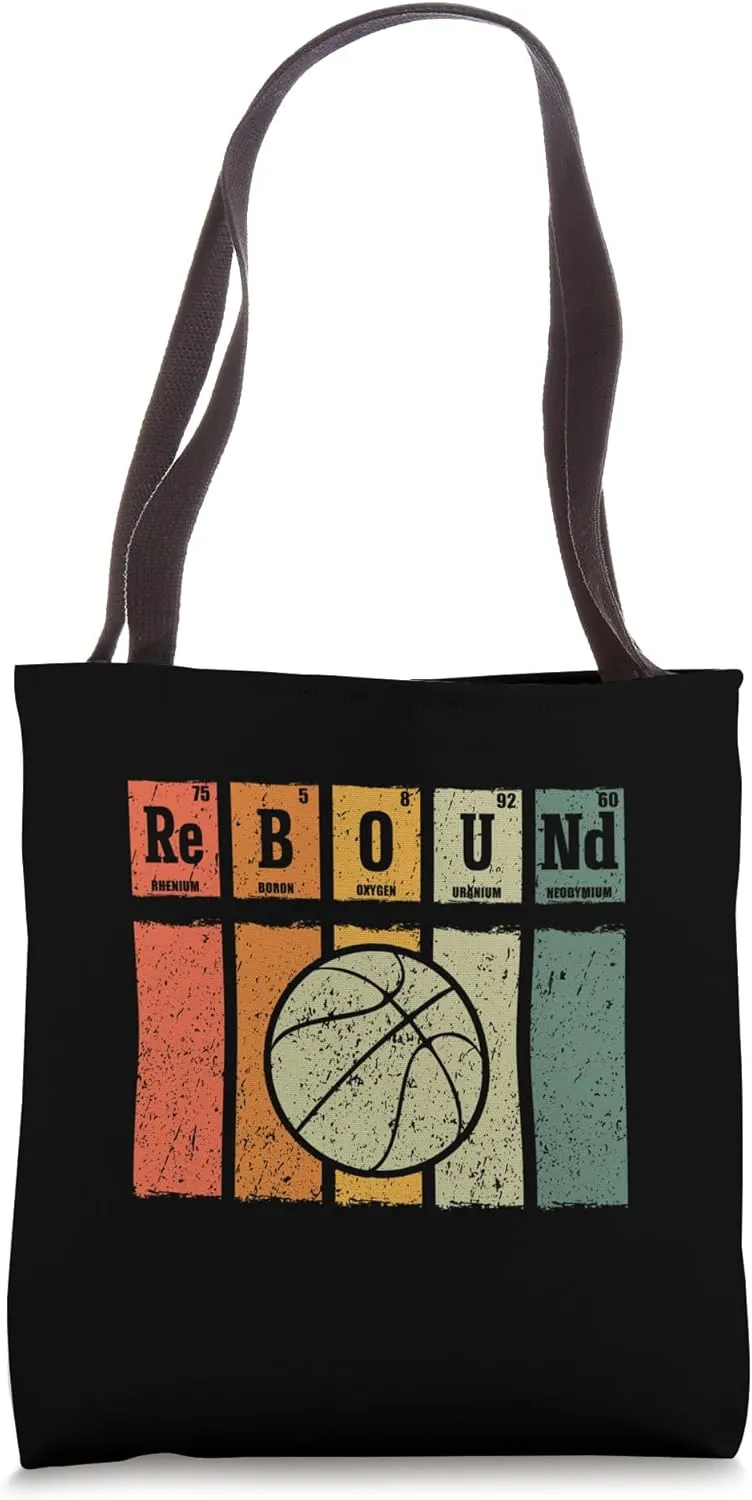 Retro Basketball Lover Periodic Elements Rebound Tote Bag