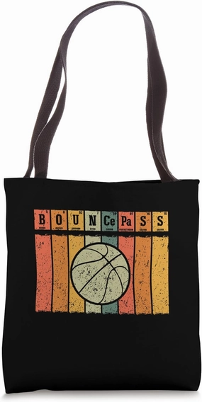 Retro Basketball Lover Periodic Elements Bounce Pass Tote Bag