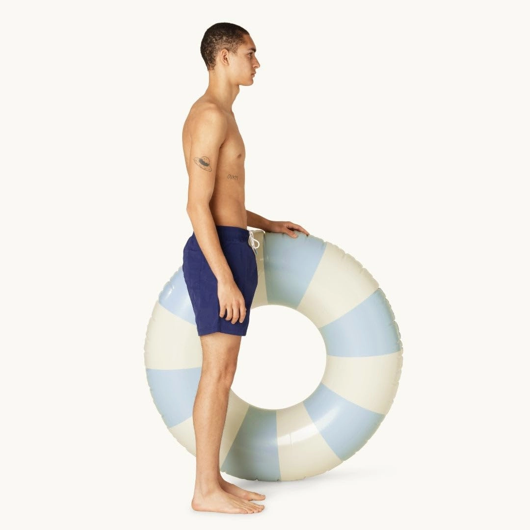 Retro Inflatable Swim Ring, Striped Pool Float for Adults, Durable Leak-Proof PVC Tube for Beach, Lake, and Pool Party – Easy to Inflate & Travel-Friendly