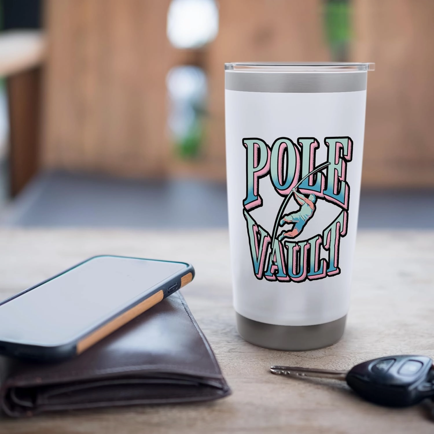 Retro Pole Vault Athlete Graphic Stainless Steel Insulated Tumbler