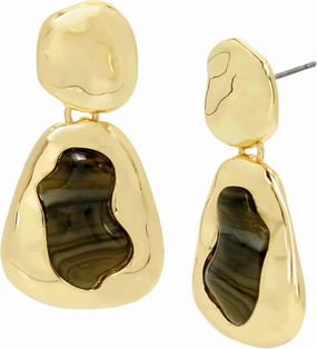 Robert Lee Morris Soho Womens Labradorite Sculpted Hoop Earrings