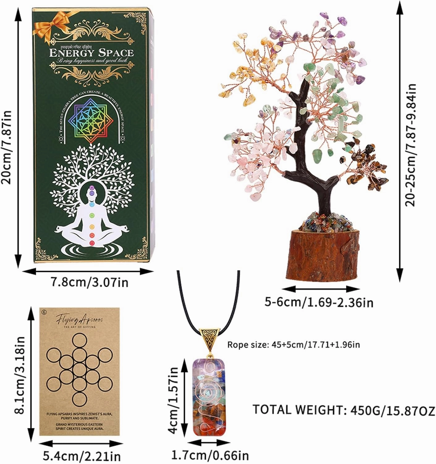 Rose Quartz Crystal Chakra Tree of Life Healing Crystal Tree Decor Office Decor for Women Pink Room Decor Aesthetic Spiritual Gifts Small Decor Items for Shelf (FA-018-05)