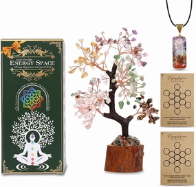 Rose Quartz Crystal Chakra Tree of Life Healing Crystal Tree Decor Office Decor for Women Pink Room Decor Aesthetic Spiritual Gifts Small Decor Items for Shelf (FA-018-05)