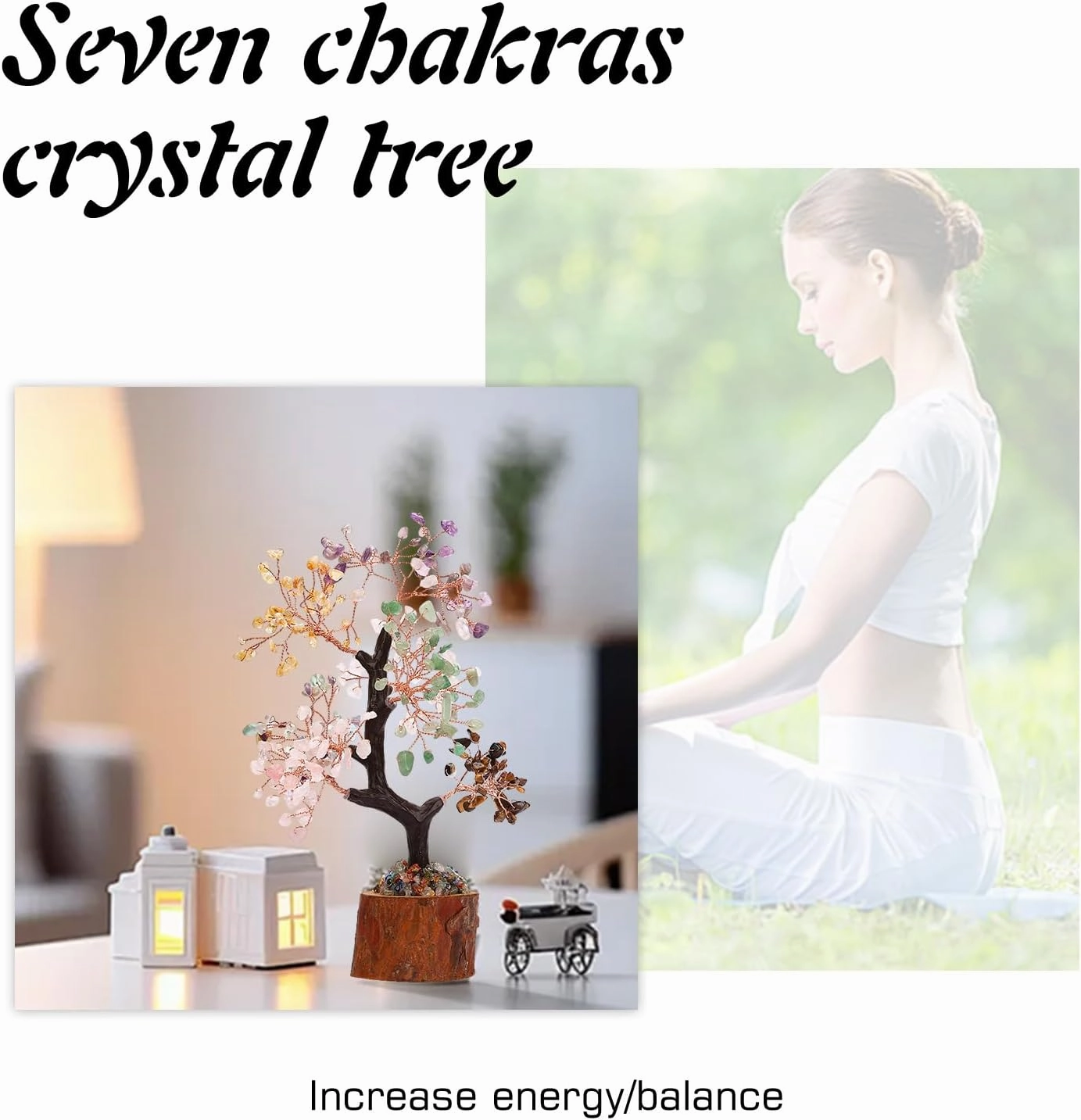 Rose Quartz Crystal Chakra Tree of Life Healing Crystal Tree Decor Office Decor for Women Pink Room Decor Aesthetic Spiritual Gifts Small Decor Items for Shelf (FA-018-05)