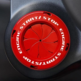 Rotary Push Start Button Cover, Car Engine Push to Start Stop Accessories, Auto Ignition Switch Cover, Cool Motorcycle Car Decor Gift for Christmas New Years Birthday, Red