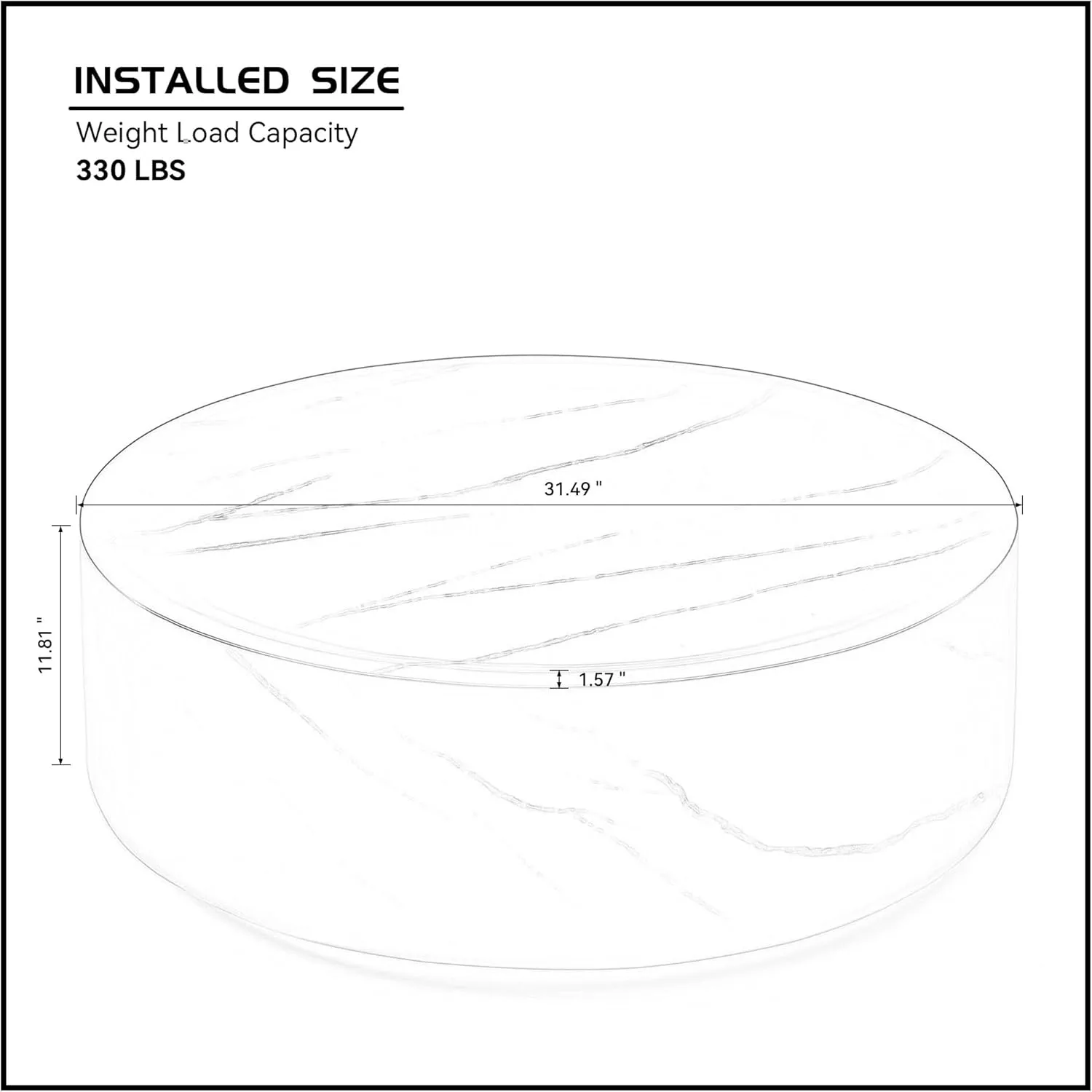 Round Coffee Table for Living Room Circle Coffee Table Modern Drum Center Table for Apartment, No Need Assembly (Fiberglass 31.49'' Mars Pattern)