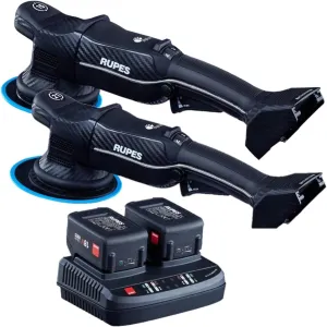 RUPES HLR21 HLR15 Set of Cordless iBrid BigFoot Orbital Polishers - Optimizes Workflow and Boosts Productivity - Includes 2 18 Volt Li-ion Batteries with Dual Bay Charger