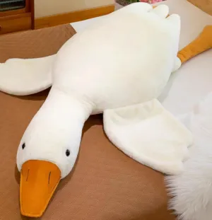 Ryttir White Goose Stuffed Animal - Jumbo 63" Soft Goose Plush Hugging Pillow with Orange Beak, Safety Nursery Decor & Sensory Comfort Toy, Cuddle Companion for Kids (Gender Neutral Gift)