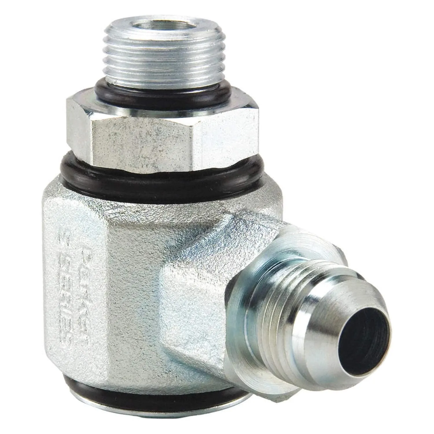 S2503-12-12 Series S Steel Pressure Balanced Swivel, 90 Degree Elbow, Male SAE O-Ring Straight Thread, Male 37 Degree Flare, 1-1/16"-12 UN Shaft x 1-1/16"
