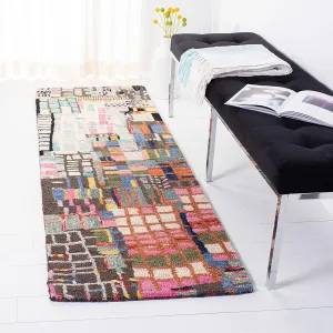 SAFAVIEH Aspen Collection Runner Rug - 2'3" x 7', Ivory & Black, Handmade Boho Abstract Wool, Ideal for High Traffic Areas in Living Room, Bedroom (APN517A)