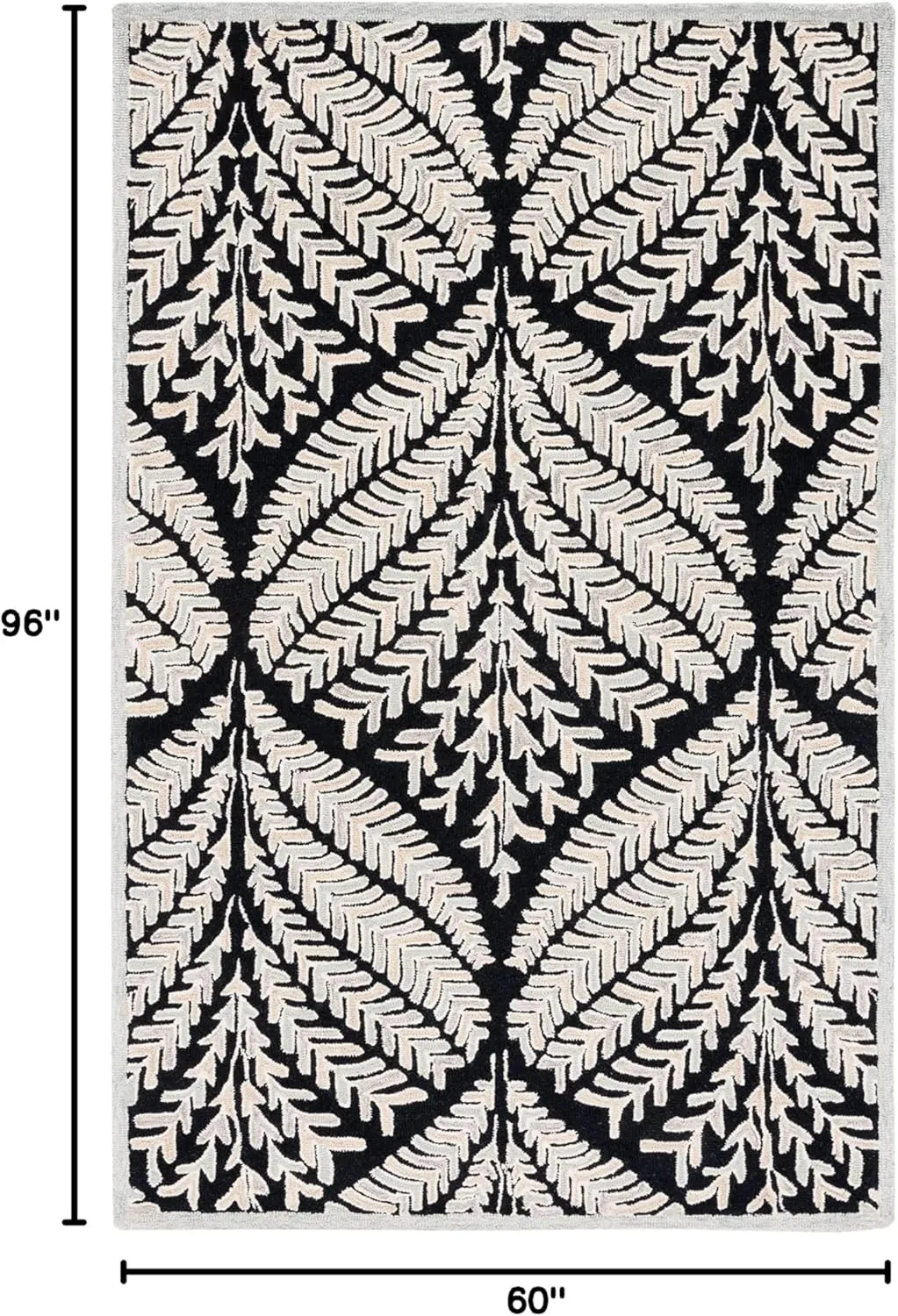 SAFAVIEH Capri Collection Area Rug - 5' x 8', Black & Ivory, Handmade Wool, Ideal for High Traffic Areas in Living Room, Bedroom (CPR208Z)