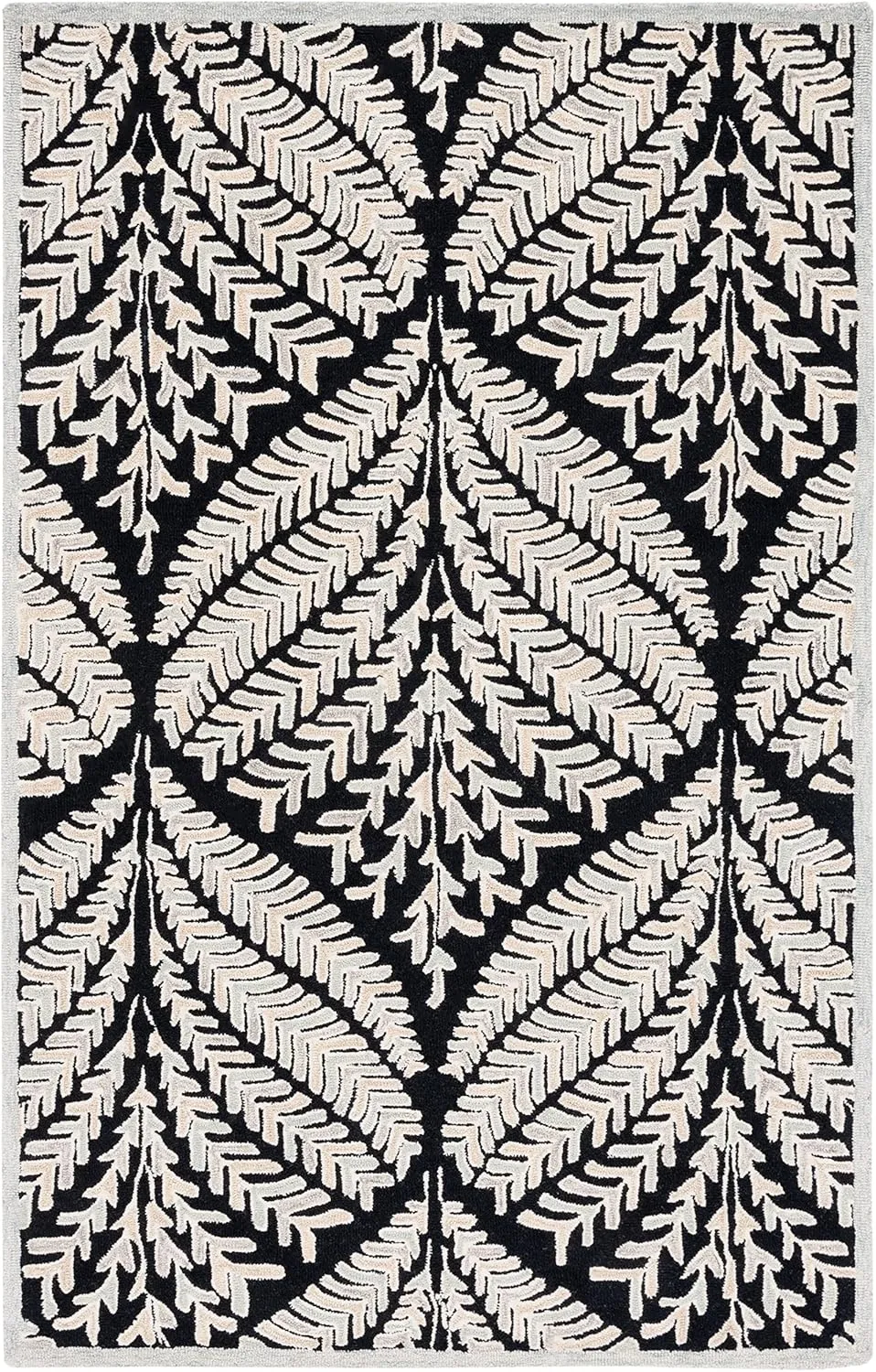 SAFAVIEH Capri Collection Area Rug - 5' x 8', Black & Ivory, Handmade Wool, Ideal for High Traffic Areas in Living Room, Bedroom (CPR208Z)