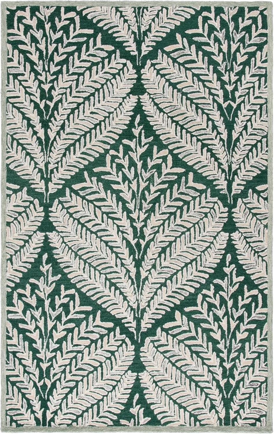 SAFAVIEH Capri Collection Area Rug - 5' x 8', Dark Green & Ivory, Handmade Wool, Ideal for High Traffic Areas in Living Room, Bedroom (CPR208Y)