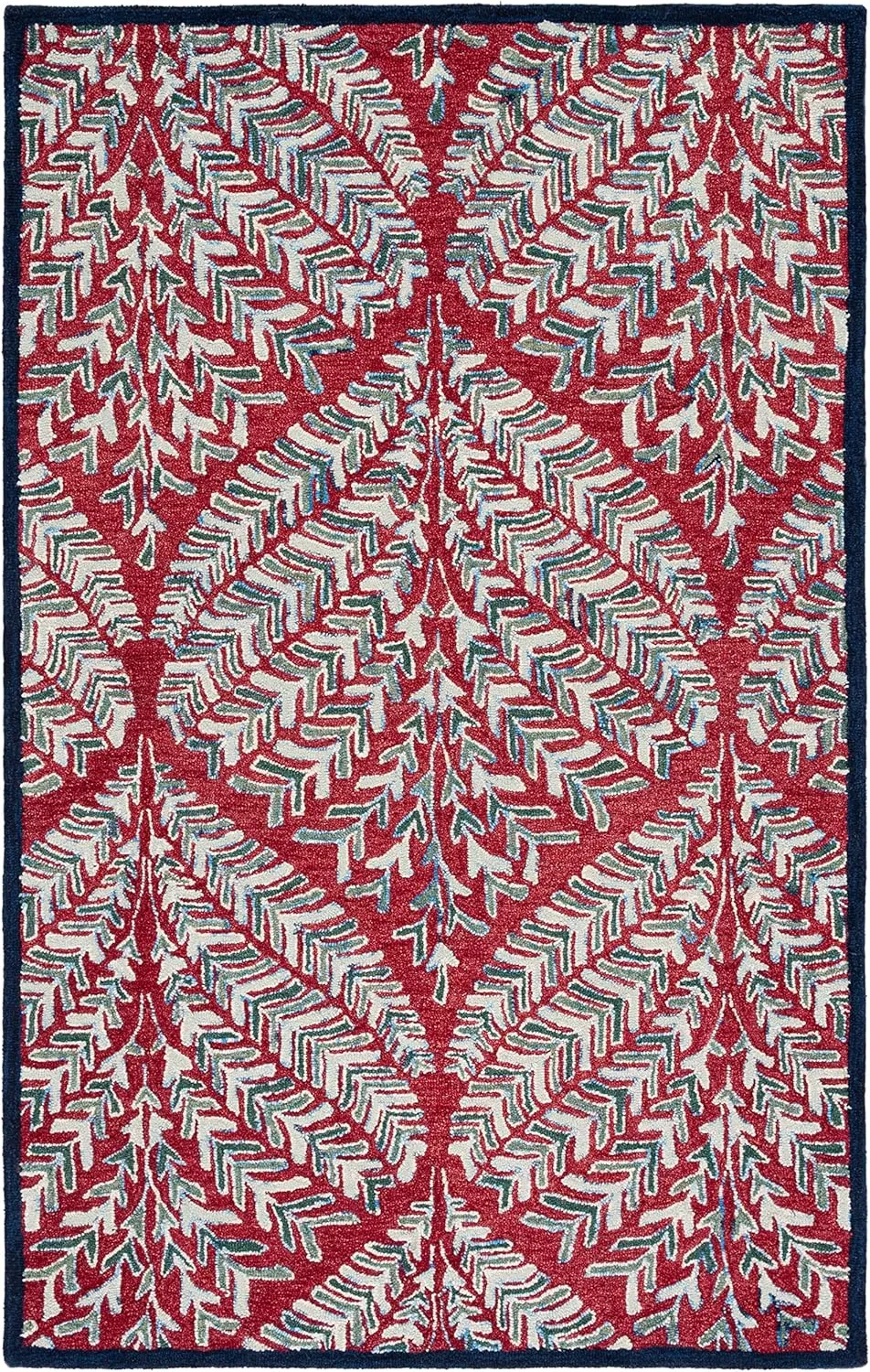 SAFAVIEH Capri Collection Area Rug - 5' x 8', Red & Green, Handmade Wool, Ideal for High Traffic Areas in Living Room, Bedroom (CPR208Q)