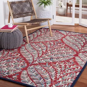 SAFAVIEH Capri Collection Area Rug - 5' x 8', Red & Green, Handmade Wool, Ideal for High Traffic Areas in Living Room, Bedroom (CPR208Q)