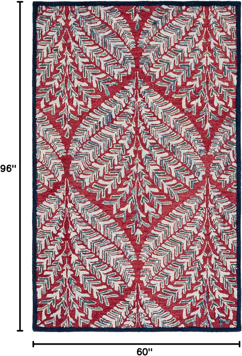 SAFAVIEH Capri Collection Area Rug - 5' x 8', Red & Green, Handmade Wool, Ideal for High Traffic Areas in Living Room, Bedroom (CPR208Q)