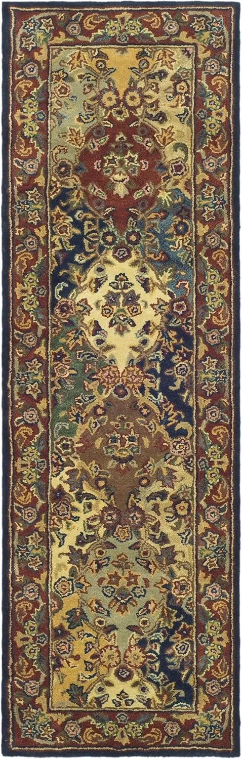 SAFAVIEH Heritage Collection Runner Rug - 2'3" x 12', Beige & Burgundy, Handmade Traditional Oriental Wool, Ideal for High Traffic Areas in Living Room, Bedroom (HG911B)