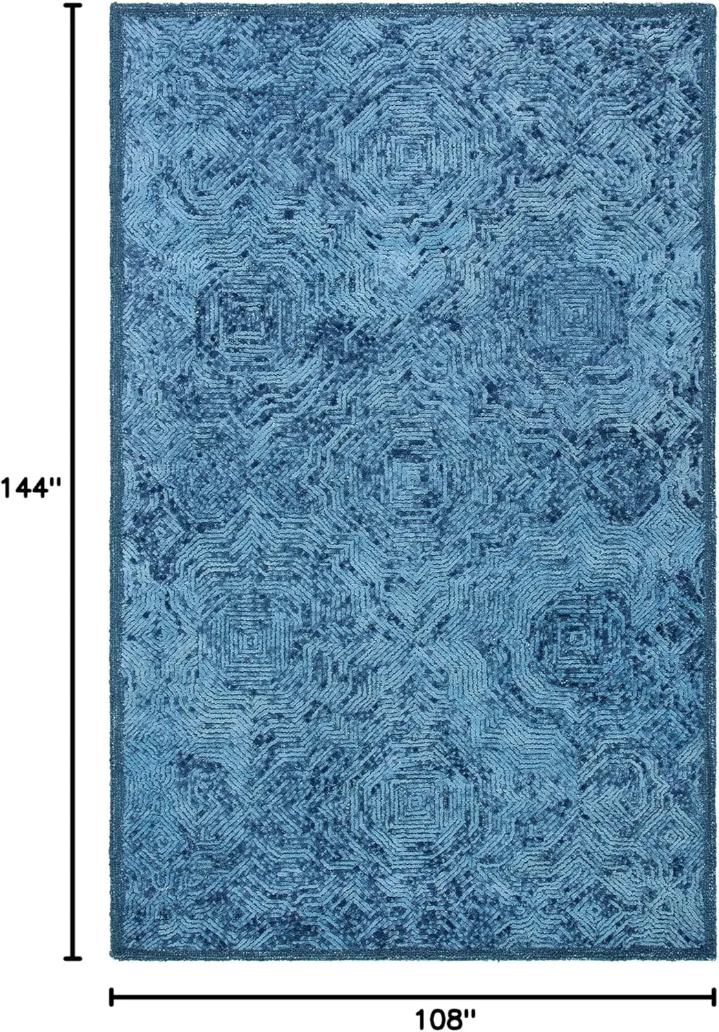 SAFAVIEH Ikat Collection Area Rug - 9' x 12', Dark Blue, Handmade Wool, Ideal for High Traffic Areas in Living Room, Bedroom (IKT506N)