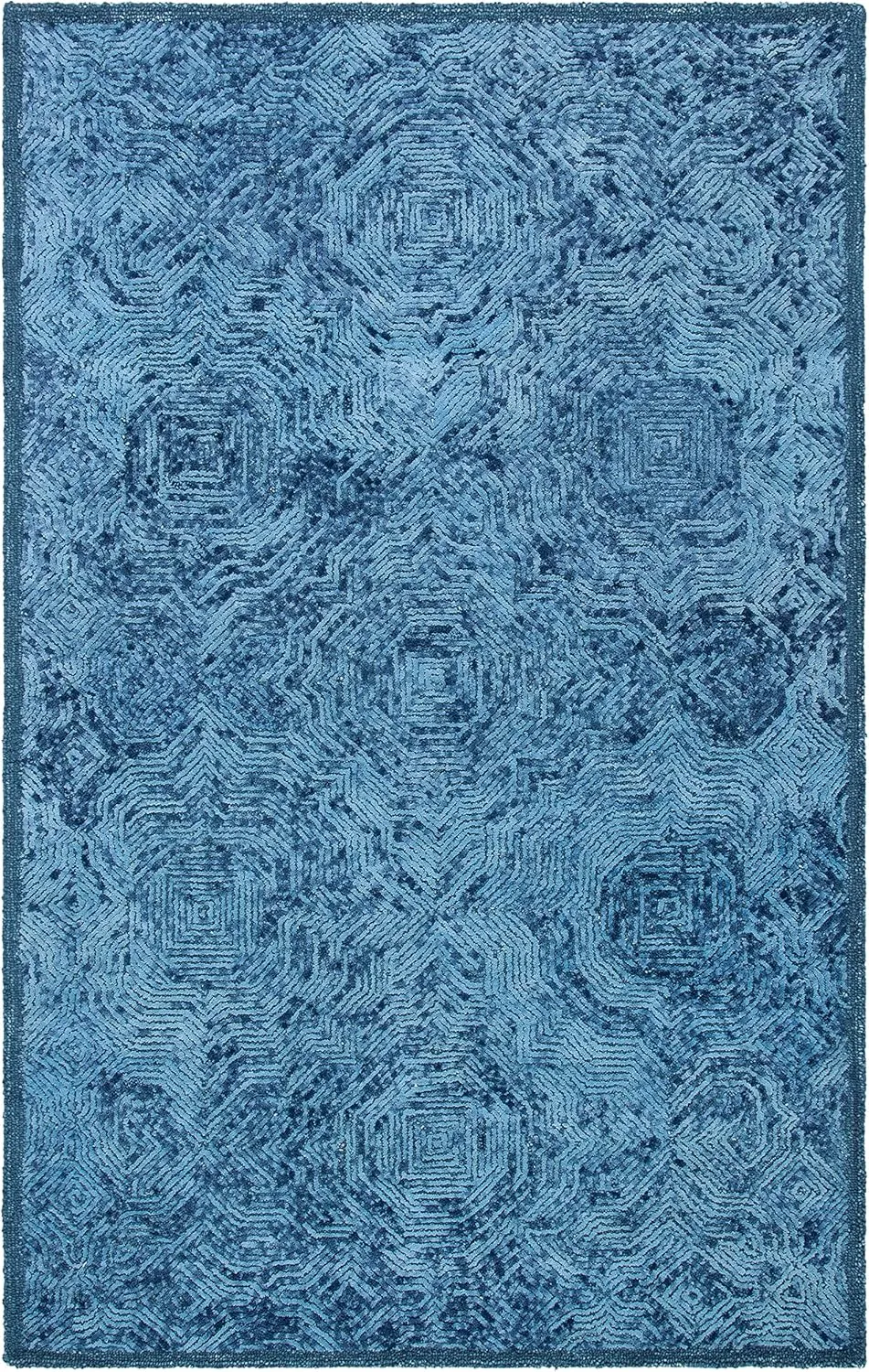 SAFAVIEH Ikat Collection Area Rug - 9' x 12', Dark Blue, Handmade Wool, Ideal for High Traffic Areas in Living Room, Bedroom (IKT506N)