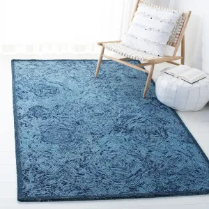 SAFAVIEH Ikat Collection Area Rug - 9' x 12', Dark Blue, Handmade Wool, Ideal for High Traffic Areas in Living Room, Bedroom (IKT506N)