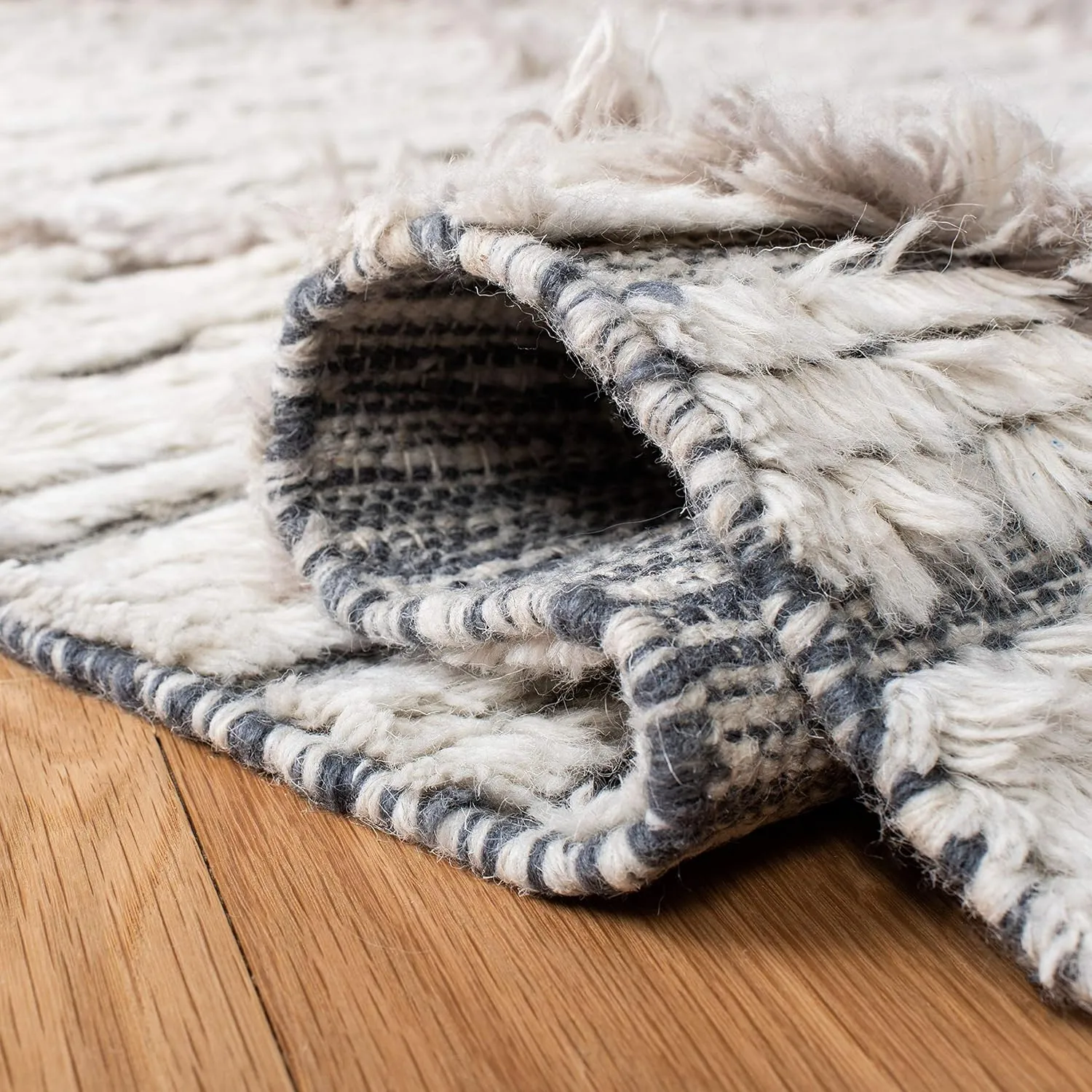 SAFAVIEH Kenya Collection Runner Rug - 2'3" x 8', Ivory & Grey, Handmade Moroccan Boho Tribal Tassel Wool, Ideal for High Traffic Areas in Living Room, Bedroom (KNY953A)