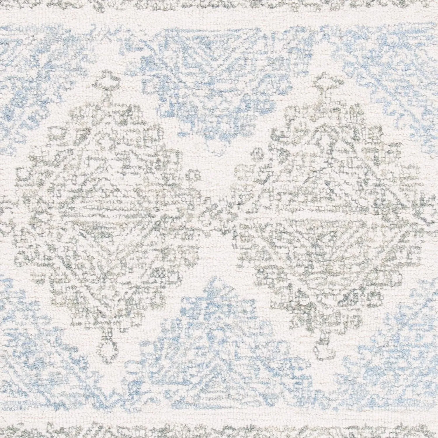 SAFAVIEH Micro-Loop Collection Runner Rug - 2'3" x 7', Ivory & Grey, Handmade Moroccan Boho Wool, Ideal for High Traffic Areas in Living Room, Bedroom (MLP206A)