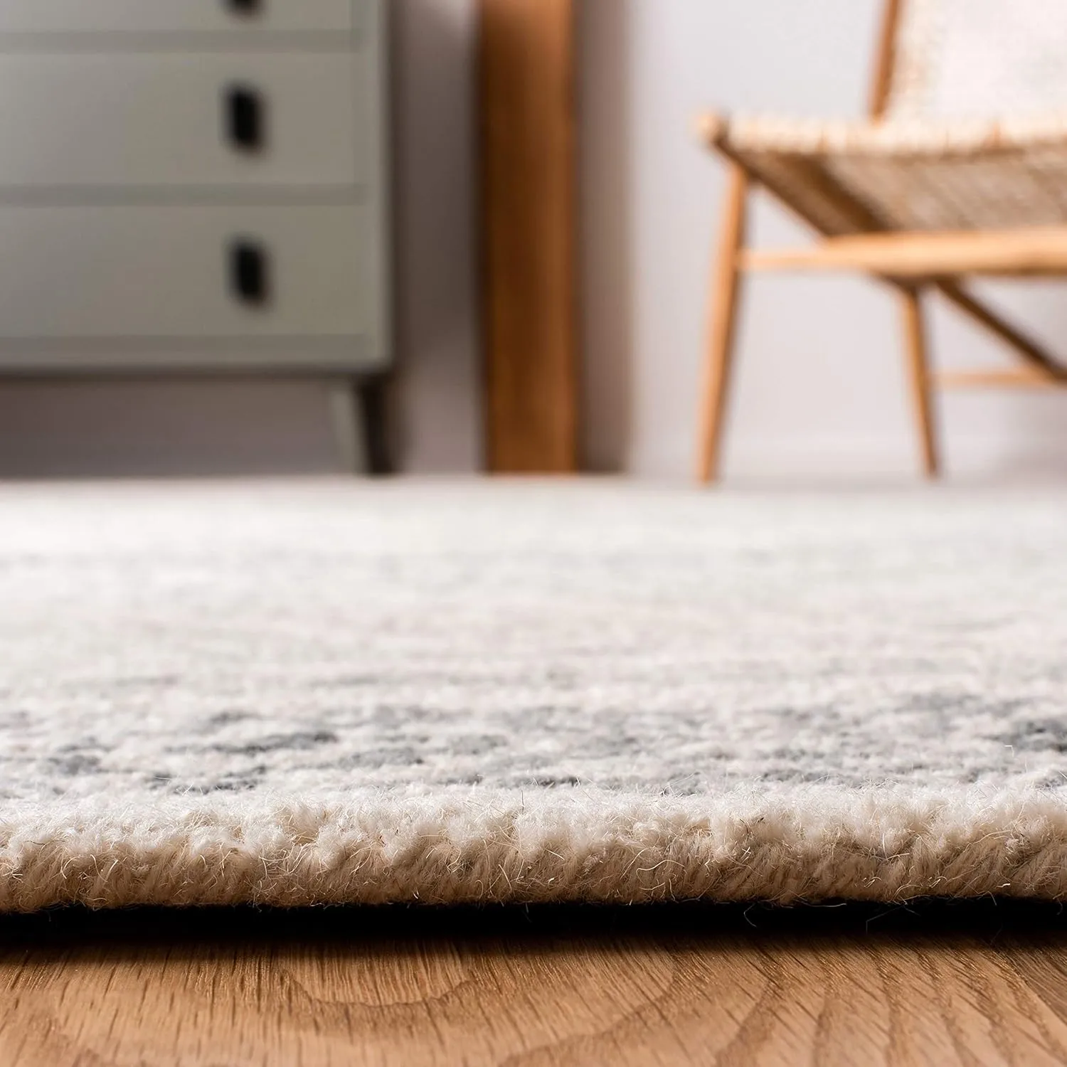 SAFAVIEH Micro-Loop Collection Runner Rug - 2'3" x 7', Ivory & Grey, Handmade Moroccan Boho Wool, Ideal for High Traffic Areas in Living Room, Bedroom (MLP206A)