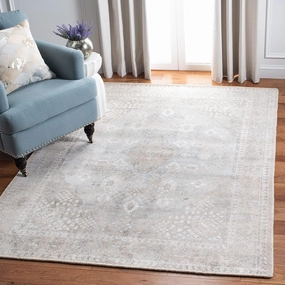 SAFAVIEH Restoration Vintage Collection Accent Rug - 3' x 5', Beige & Sand, Handmade Distressed Wool & Viscose, Ideal for High Traffic Areas in Entryway, Living Room, Bedroom (RVT703B)