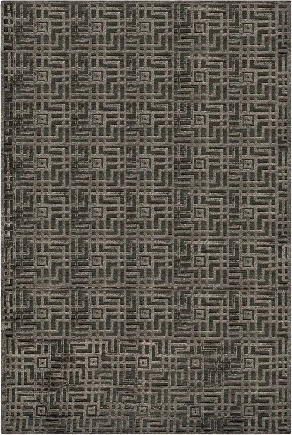 SAFAVIEH Tibetan Collection Area Rug - 6' x 9', Charcoal, Hand-Knotted Wool & Viscose, Ideal for High Traffic Areas in Living Room, Bedroom (TB426B)