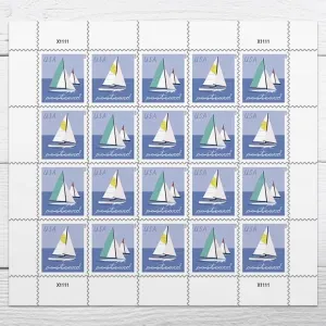 Sailboats Postcard Stamps (5 Sheets (100 Stamps))